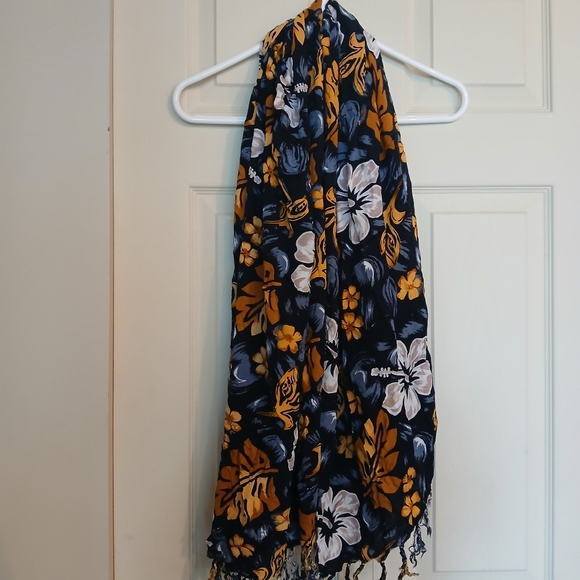 🤯2/$15 Floral Blue and Yellow Cover Up Or Scarf - Picture 4 of 9